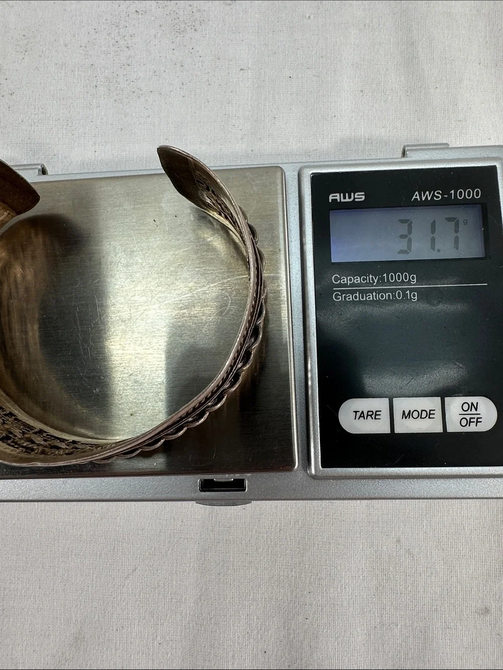 Cuff Bracelet Scroll Silver 925 or 565? Signed HIO 31.7 Grams Vtg? Sz 7 3/4